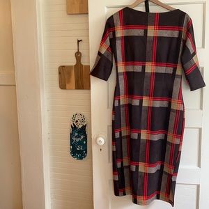 Unique vintage brown and red plaid sexy dress L